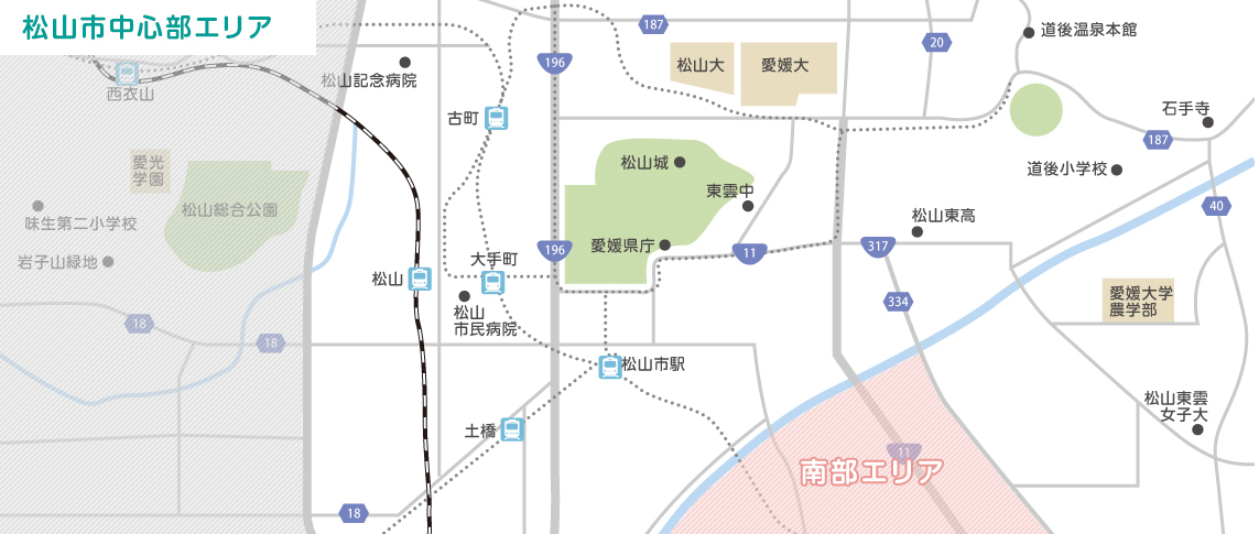 松山市中心部エリア表