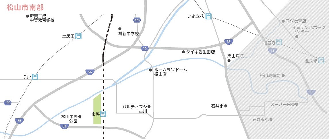 松山市南部エリア表